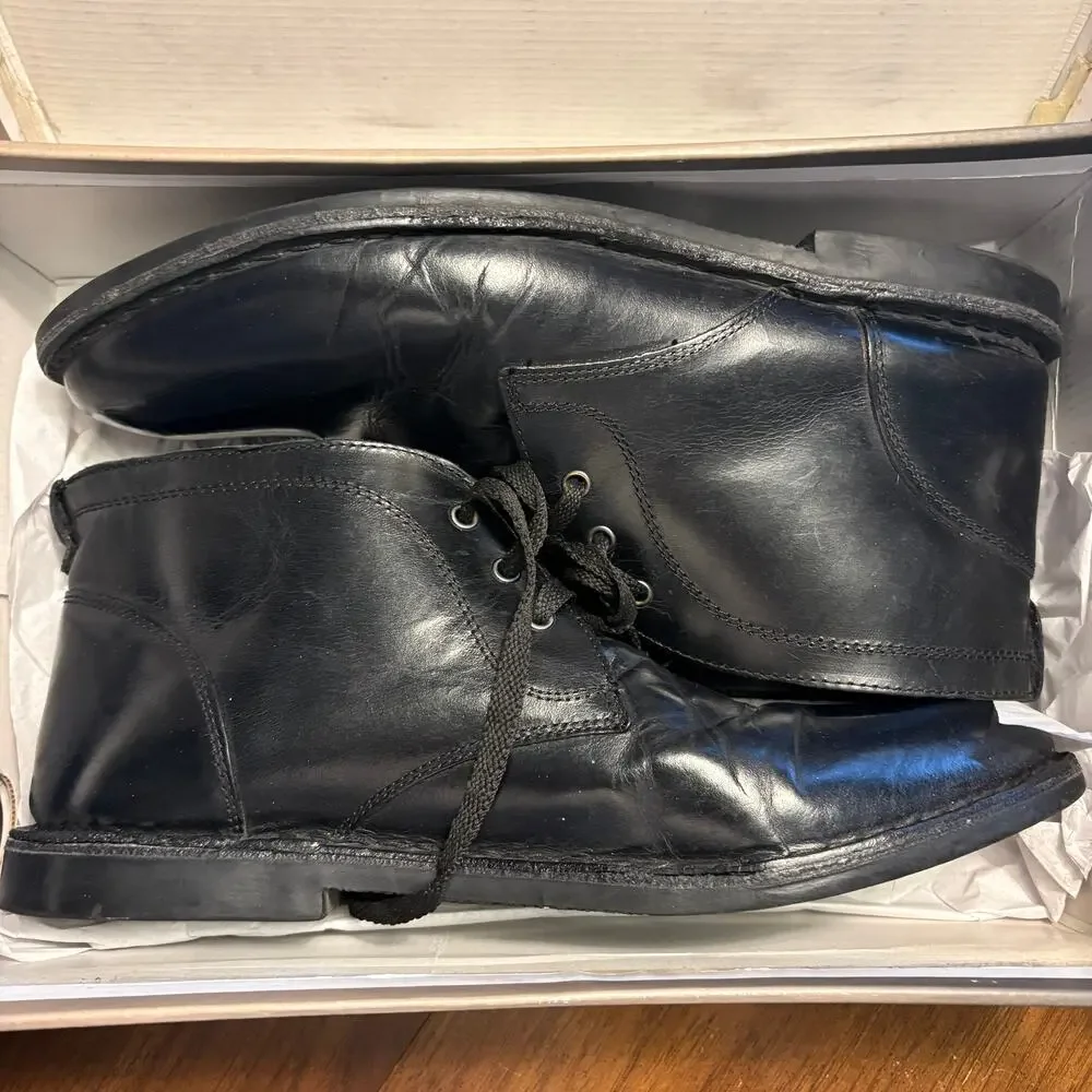 Crown Vintage Mens Casper Chukka Boots 10 Black Lace Up Oxford Leather